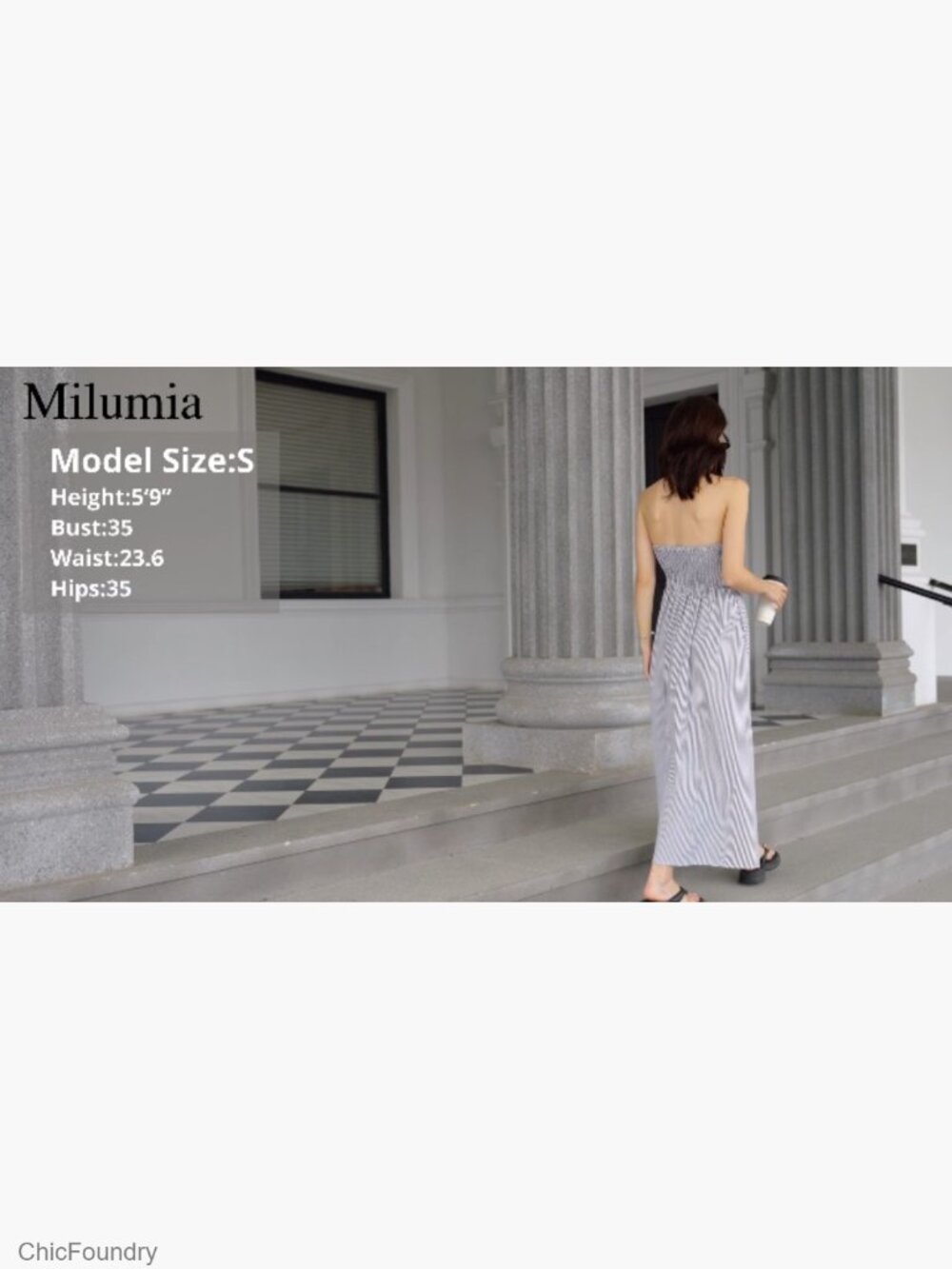 Striped Strapless Maxi Dress with Pockets - Picture 5 of 5